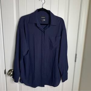 Carbon 38‎ blue navy oversized button up shirt size small minimalist preppy